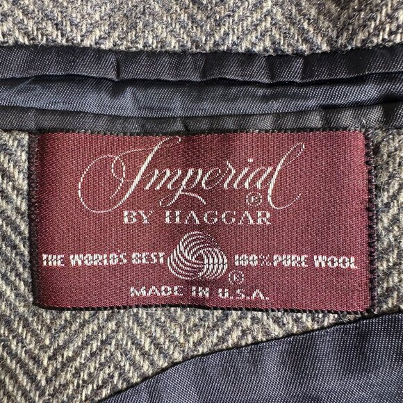 Haggar Vintage Men’s 44R Tweed Wool Blazer Sport Coat 2 Button Jacket USA - Picture 9 of 10